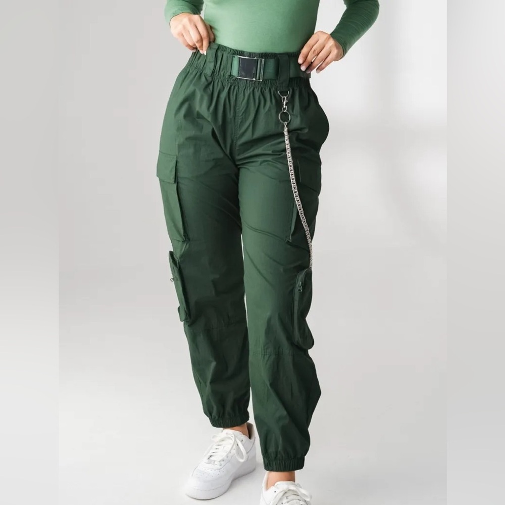 Vitality X now Cargo Pants Dark Green with Chain Detail | Limited Edition